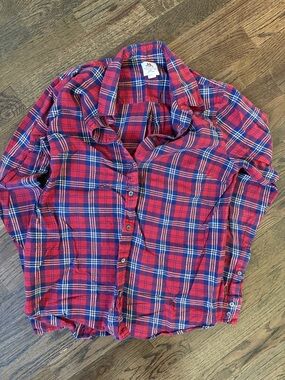 J. Crew X Thomas Mason Red & Navy Plaid Lightweight Button-Down Shirt
